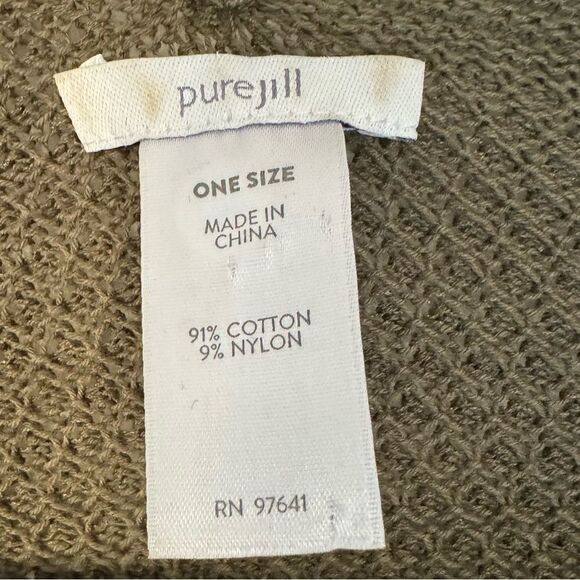 Pure Jill J. Jill Green Ribbed Poncho Batwing Open Cardigan ONE SIZE - Picture 3 of 3